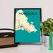 Wrought Studio™ 'Honolulu City Map' Graphic Art Print Poster in Tricolor Paper in White | 36 H x 24 W x 0.05 D in | Wayfair