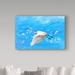 Winston Porter 'White Birds & Blue Sky' Graphic Art Print on Wrapped Canvas Metal in Blue/White | 22 H x 32 W x 2 D in | Wayfair