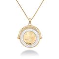 Miabella 18K Gold Over Sterling Silver Italian Genuine 500-Lira Reversible Flip Coin Pendant Necklace for Women,18, 20 Inch Chain 925 Medallion Necklace Made in Italy (18)