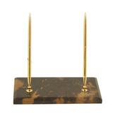 World Menagerie Newtowne Marble w/ Gold Plated Double Pen Stand Marble in Brown | 5.8 H x 8 W x 4.75 D in | Wayfair