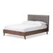 Baxton Studio Alinia Mid-century Retro Modern Grey Fabric Upholstered Walnut Wood Full Size Platform Bed BBT6557-Full-Grey