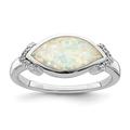 925 Sterling Silver Rhodium Plated Marquise Opal and CZ Cubic Zirconia Simulated Diamond Ring Size L 1/2 Jewelry Gifts for Women