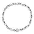925 Sterling Silver Rhod Plated Polished CZ Cubic Zirconia Simulated Diamond Beaded Stretch Bracelet Measures 4mm Wide Jewelry Gifts for Women