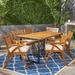 Highland Dunes Rickie Teak 7 Piece Outdoor Dining Set Wood in Black/Brown/White | 30 H x 70.25 W x 34 D in | Wayfair
