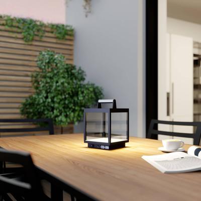 Lucande LED-Tischleuchte Cube für außen, Akkubetrieb