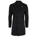 TruClothing.com Mens 3/4 Long Crombie Overcoat Jacket Wool Feel Coat Blinders Slim Fit- Black Medium