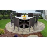 TK Classics Barbados Round 6 - Person 60" Long Outdoor Dining Set Glass/Wicker/Rattan | Wayfair BARBADOS-60-KIT-6