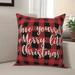 The Holiday Aisle® Teri Have Yourself a Merry Little Christmas in Buffalo Check Plaid Throw Pillow Polyester | 18 H x 18 W x 1.5 D in | Wayfair