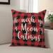 The Holiday Aisle® Adame We Wish You a Meowy Catmas in Buffalo Check Plaid Throw Pillow Polyester | 18 H x 18 W in | Wayfair