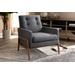 Baxton Studio Perris Mid-Century Modern Dark Grey Fabric Upholstered Walnut Wood Lounge Chair - 95-BBT8042-Dark Grey-CC