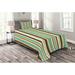 East Urban Home Striped Brown/Teal Microfiber Modern & Contemporary Coverlet/Bedspread Set Microfiber in Blue | Twin Coverlet + 1 Sham | Wayfair