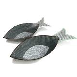 Highland Dunes 2 Piece Delton Fish-Shaped Metal Decorative Bowl Set Metal/Wire in Gray | 6.5 H x 20 W x 7 D in | Wayfair