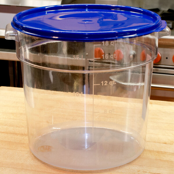 Carlisle 18 Qt. Clear Round Polycarbonate Food Storage Container