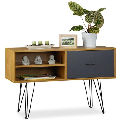 Sideboard Retro Design, Schublade, Metallbeine, Konsolentisch, Anrichte Vintage hbt: 62x100x38 cm,