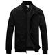 WenVen Men's Casual Cotton Jacket Outdoor Lightweight Windbreaker Jacket Stand Collar Jacket Military Jacket Black S
