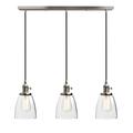 Phansthy Industrial 3 Chandelier Vintage Kitchen Ceiling Pendant Light Glass Shade Ceiling Light Fixtures Modern Hanging Lamps for Loft Bar Kitchen Island Bedroom Living Room Dining Room (Brushed)