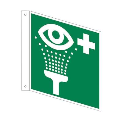 Sicherheitskennzeichen »Augenspüleinrichtung [E011]« Fahnenschild 15 x 0,1 x 15 mehrfarbig, OTTO Office, 15x15 cm