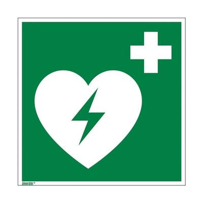 Sicherheitskennzeichen »Automatisierter externer Defibrillator [E010]« 15 x 0,1 mehrfarbig, OTTO Office, 15x15 cm