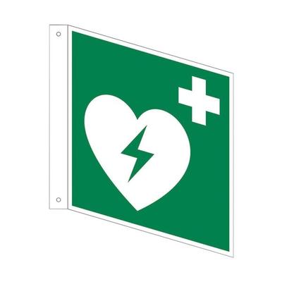 Marahrens Sicherheitskennzeichen »Automatisierter externer Defibrillator [E010]« Fahnensch mehrfarbig, 15x15 cm