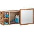 Wandregal mit Spiegel, Walnuss, verschiebbarer Spiegel, geöltes Holz, 80 cm breit, besonders fürs