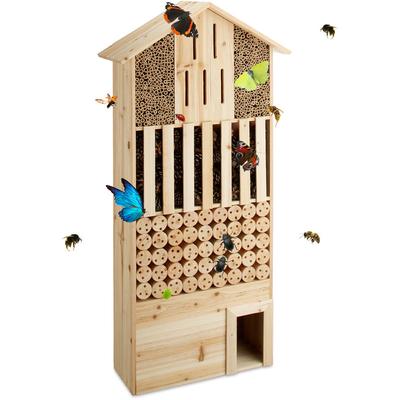 Insektenhotel xxl stehend, Nisthilfe für Biene, Schmetterling, Igelhaus, Holz, HxBxT: 118 x 57 x 24