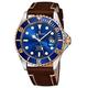 Revue Thommen Diver Mens Automatic Dive Watch - 42mm Blue Face with Luminous Hands, Magnified Date, Sapphire Crystal - Rose Gold Bezel Brown Leather Band Swiss Made Waterproof Diving Watch 17571.2555