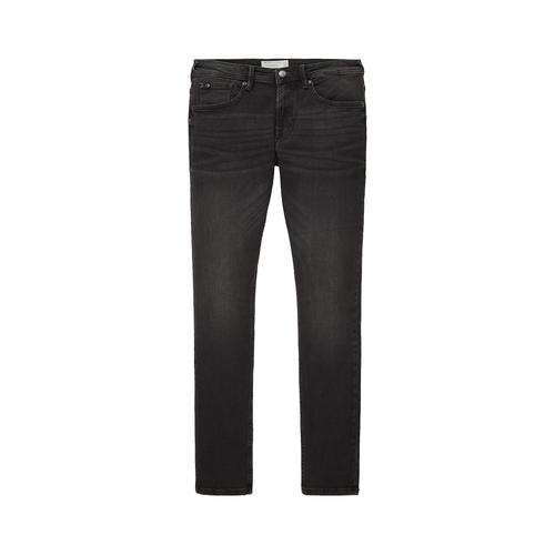 TOM TAILOR DENIM Herren Culver Skinny Jeans, schwarz, Logo Print, Gr. 34/34