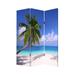 East Urban Home Fatbardha 48 X 72 Multi Color Wood Canvas Paradise Screen Wood/Canvas in Blue/Brown | 72 H x 48 W x 1 D in | Wayfair