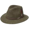 Stetson Powell Felt Traveller hat for Men - Water-Shedding, Tough and Hard-Wearing (AsahiGuard) - Made in The EU - Heathered Wool Felt hat - Summer/Winter Outdoor hat Olive-Mottled XL (60-61 cm)