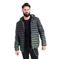 Crosshatch 2k18Oct New Lightweight Padded Puffa 2 Tone Faded Zip Hooded Bubble Jacket[Thyme/Pirate Black,M]