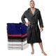 Bathrobe Men 100% Cotton OEKO-TEX® Certified - S Dark Grey - Premium Dressing Gown Mens Absorbent Towelling with Hood, 2 Pockets, Belt