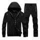 WanYangg Mens Two Pieces Tracksuit Set Large Size Zipper Sportswear Hoodie Sweatshirt Top and Drawstring Bottoms Jogging Pants Trouser Zip Joggers Gym Full Sport Sweat Suits Sets Black 2XL