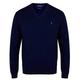 Ralph Lauren Men's Pima Cotton V Neck Sweater, Jumper, Pullover (Medium, Navy Blue)