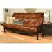 The Twillery Co.® Stratford 86" Queen Futon & Mattress Faux Leather/Wood/Solid Wood in Orange/Brown | 44 H x 86 W x 37 D in | Wayfair