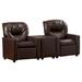 Zoomie Kids Cowarts Kids Chair w/ Cup Holder, Leather in Brown | 28 H x 58 W x 23 D in | Wayfair CDC5B078F9474E328FCAE855F2E0BD03