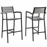 Maine Aluminum Outdoor Patio Two Bar Stools in Brown Gray by Modway Metal in Brown/Gray | 43.5 H x 23 W x 25.5 D in | Wayfair EEI-1740-BRN-GRY-SET