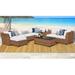 Lark Manor™ Ambroselli 10 Piece Rattan Sectional Seating Group w/ Cushions Synthetic Wicker/All - Weather Wicker/Wicker/Rattan in Brown | Outdoor Furniture | Wayfair