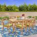 Beachcrest Home™ Orchard Hill Piece Teak Outdoor Dining Set w/ Cushions Wood in White/Brown | Wayfair DF28FB275B0141209759D071D6DEDBE4