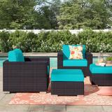 Sol 72 Outdoor™ Convene Wicker Rattan 4-Piece Outdoor Patio Furniture Set Wicker/Rattan in Gray/Black | 33 H x 37.5 W x 35 D in | Wayfair