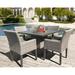 Sol 72 Outdoor™ Rockport 5 Piece Dining Set w/ Cushions Metal in Gray | Wayfair OASIS-SQUARE-KIT-4DCC-CILANTRO