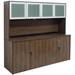 Modern Walnut 4-Door Storage Credenza w/Hutch