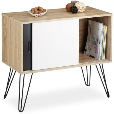 Sideboard Retro, Kommode mit Schiebetüren, Anrichte aus Holz und Metall, hbt: 70 x 80 x 40 cm,