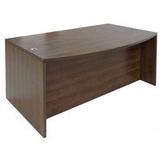 Modern Walnut Bow Front Conference Desk w/6 Drawers