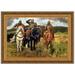 Vault W Artwork Bogatyrs Warrior Knights 1898' Framed Oil Painting Print on Canvas Canvas, Resin in Brown/Gray | 40 H x 56.5 W x 2 D in | Wayfair