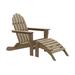 Three Posts™ Hartington Plastic/Resin Folding Adirondack Chair w/ Ottoman Plastic/Resin in Brown | 35 H x 29 W x 36 D in | Wayfair