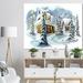 The Holiday Aisle® 'Evening Winter Scene in Mountains w/ Christmas Tree' Painting Canvas/Metal in Blue/Gray | 30 H x 40 W x 1.5 D in | Wayfair