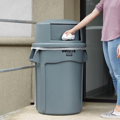 Rubbermaid® BRUTE 44 Gallon Gray Round Trash Can and Dome Top Lid