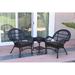 August Grove® Mangum 3 Piece Conversation Set w/ Cushions Synthetic Wicker/All - Weather Wicker/Wicker/Rattan in Black | Outdoor Furniture | Wayfair