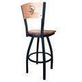 Holland Bar Stool NCAA Swivel Bar Stool Upholstered/Metal in Black | 39 H x 18.5 W x 17 D in | Wayfair L03825BWMedMplAOKStUnMedMpl