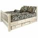 Loon Peak® Homestead Collection Lodge Pole Pine Storage Bed Wood in Gray/White | 47 H x 46 W x 87 D in | Wayfair 0D62F4900B3F46B0B76E1FD450F3678D